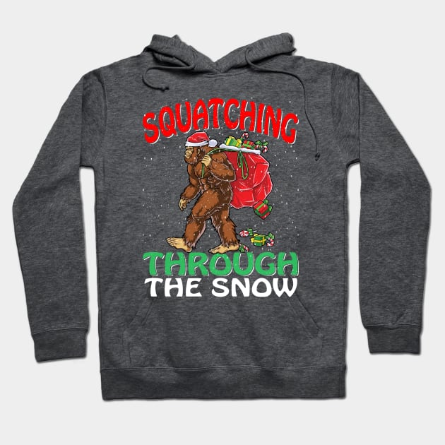 Sasquatch Christmas Squatching Bigfoot Xmas Tree Light Hoodie by intelus